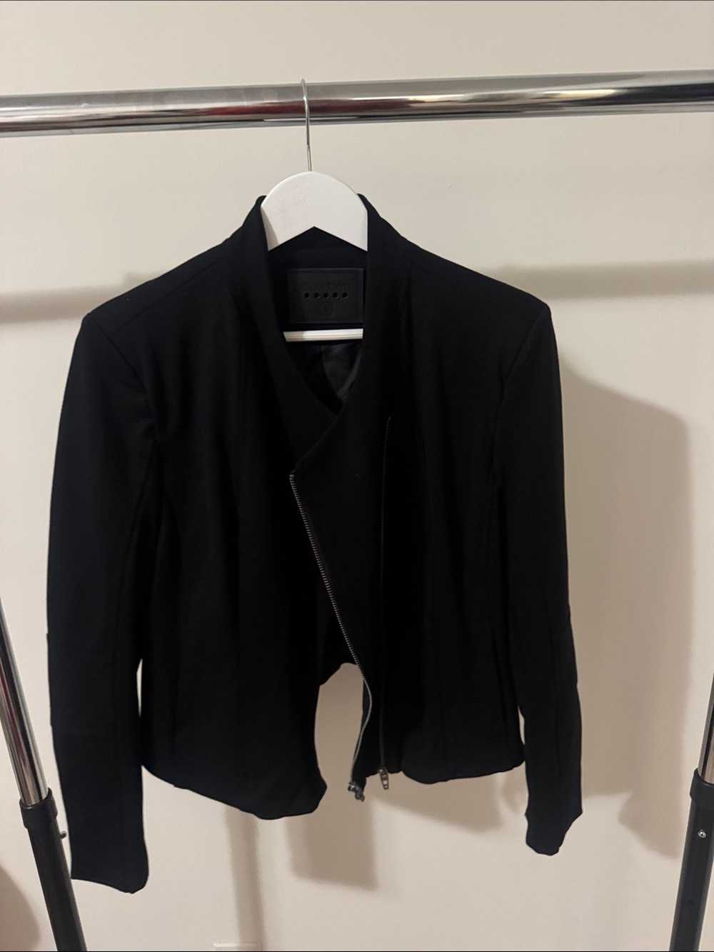 Blank NYC Black Asymmetric Zip Blazer